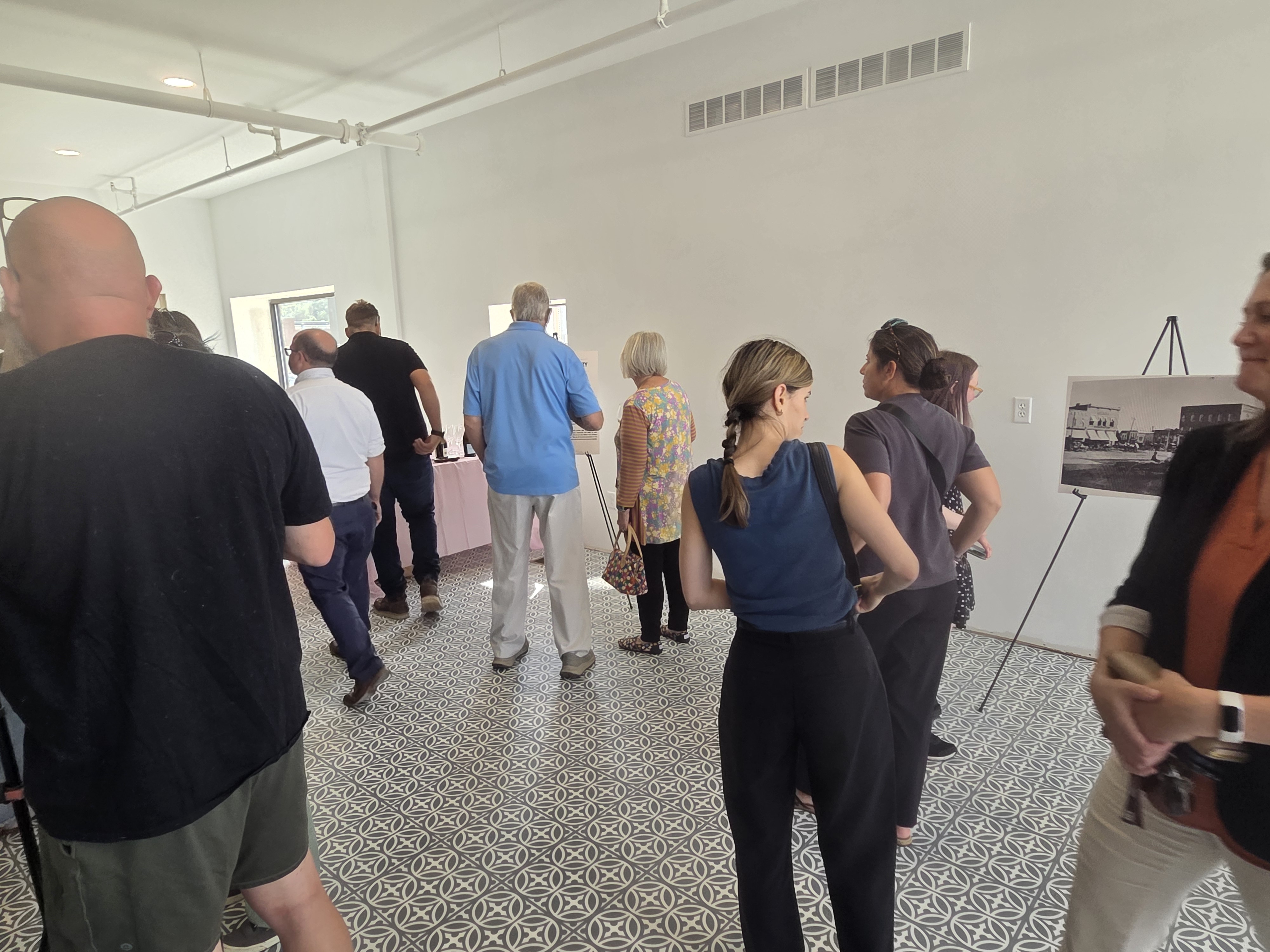 Guests mingling inside the building during the event.